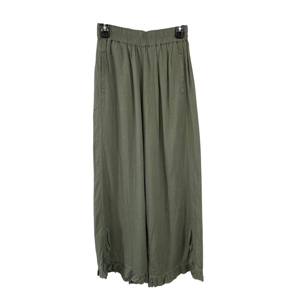Umgee Pull On Linen Blend Wide Leg Pants Green Womens S Used
